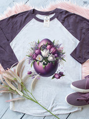Women's Easter Bunny Animal Print Crew Neck Raglan Sleeve T-Shirt
