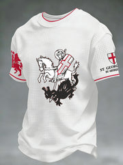 Men's  Retro St George's Day  Casual Waffle Short-Sleeve T-Shirt