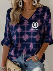 Women's Scotland Rugby Lover Printed V-Neck T-Shirt