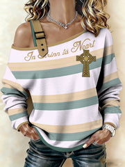 Women's Ireland Rugby Lover Shoulder 2 Shoulder Printed Sweatshirt