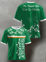 Men's Ireland Rugby Lover Shoulder 2 Shoulder Printed T-shirt