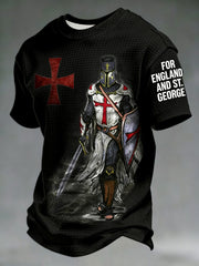 Men's  Retro St George's Day  Casual Waffle Short-Sleeve T-Shirt