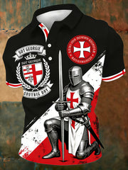 Men's  Retro St George's Day  Casual Short-Sleeve Polo Shirt