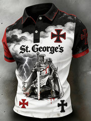 Men's St. George's Day Themed Printed Polo Shirt