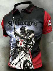 Men's St. George's Day Themed Printed Polo Shirt