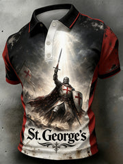Men's St. George's Day Themed Printed Polo Shirt