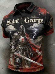Men's St. George's Day Themed Printed Polo Shirt
