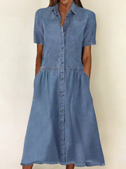 Women's Casual Elegant Short-Sleeve Denim Dress