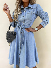 Women's Casual Elegant Long-Sleeve Denim Dress