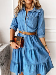 Women's Casual Elegant Mid-Length Denim Dress