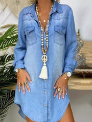 Women's Casual Elegant Denim Shirt Dress