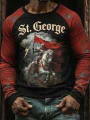 Men's St. George's Day Themed Printed Long-Sleeve T-Shirt