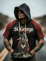 Men's Short-Sleeve Hoodie With St. George's Day Themed Print
