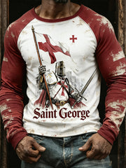 Men's St. George's Day Themed Printed Long-Sleeve T-Shirt