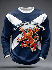 Unisex Scotland We'll Be Coming 2026 Football  Lover  Printed Waffle Long-sleeve T-shirt