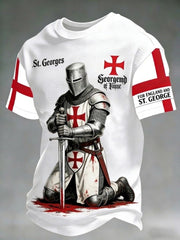 Men's  Retro St George's Day  Casual Waffle Short-Sleeve T-Shirt