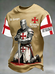Men's  Retro St George's Day  Casual Waffle Short-Sleeve T-Shirt