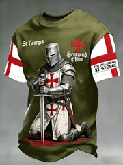 Men's  Retro St George's Day  Casual Waffle Short-Sleeve T-Shirt