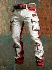 Men's Cargo Pants With St. George's Day Element Print