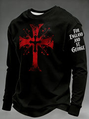 Men's  Retro St George's Day  Casual Waffle Long-Sleeve Top