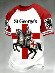Men's  Retro St George's Day  Casual Short Sleeve Top