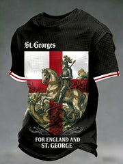 Men's  Retro St George's Day  Casual Waffle Short Sleeve Top