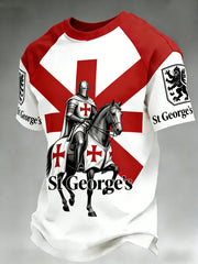 Men's  Retro St George's Day  Casual Short Sleeve Top