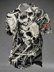 Men's Gothic Skull UK Flag Printed Shirt