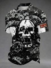 Men's Gothic Skull UK Flag Printed Shirt