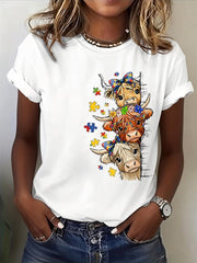 Women's Autism Awareness Print T-shirt