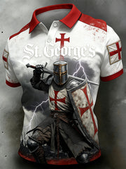 Men's St. George's Day Distressed Print Polo Shirt