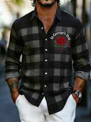 Men's Long-Sleeve Shirt with St. George's Day Print