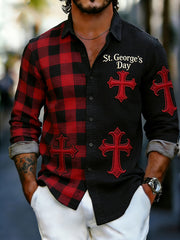Men's Long-Sleeve Shirt with St. George's Day Print