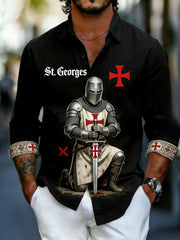Men's  Retro St George's Day  Casual Long-Sleeve Shirt