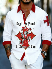 Men's  Retro St George's Day  Casual Long-Sleeve Shirt
