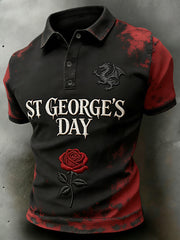 Men's St. George's Day Print Casual Polo Shirt