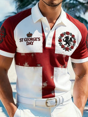 Men's St. George's Day Print Casual Polo Shirt