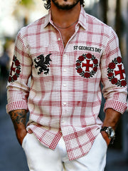 Men's St. George's Day Print Waffle Long-Sleeved Shirt