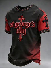 Men's St. George's Day Rose Distressed Print T-Shirt