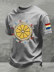 Men's Lemon Roses Music Lover Printed imitation cotton short-sleeved T-shirt