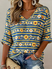 Women's Swedish Midsummer Festival Commemorative Art Print V-Neck T-Shirt