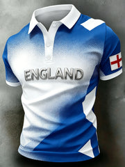 Men's England Football Match Support Art Print Polo