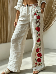 Women's Floral Printed Comfortable High Stretch Flared Pants