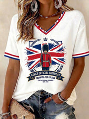 Women's King's Official Birthday Trooping The Colour Printed V-neck T-shirt