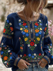 Retro Midsummer Festival Art Print Casual Top