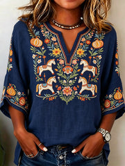 Women's Swedish Midsummer Print Casual T-shirt