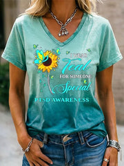 Women's PTSD Awareness Veteran Printed T-shirt