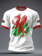 Men's Welsh Dragon Printed Casual short sleeves t-shirt