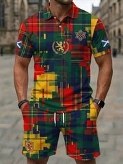 Retro UK Scotland Football Lover 2026 Casual Polo & Shorts Set