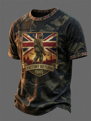 Men's British Flag Veteran Camouflage Print Casual Tee